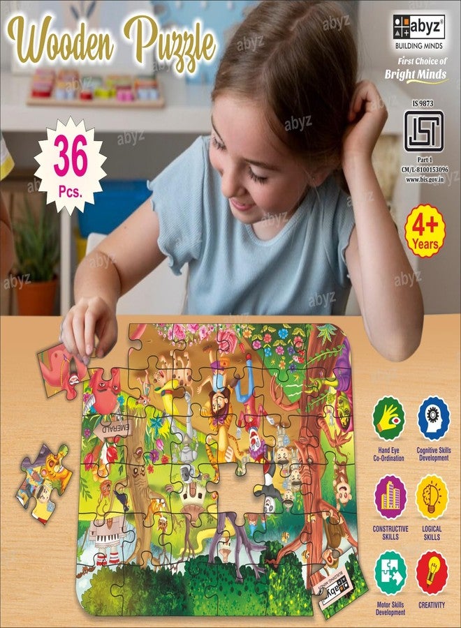 ABYZ Wooden Jigsaw Puzzle - Emerald City Playset for Fun Educational & Little Explorers, 36-Pieces Multicolor Games | Birthday Gift for (4-6 Years) Age Kids. - Image 5